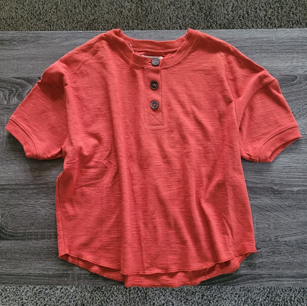 NWT Madewell Raw Edge Henley Tee